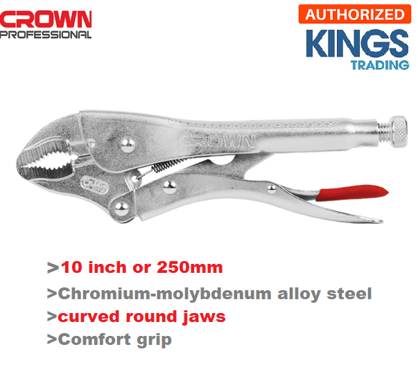 Picture of CROWN 10" Locking Grip Pliers, curved round Jaws 250mm CPHPL-GRA10  - Kings Trading