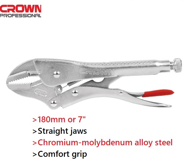 Picture of CROWN 6.5" Locking Grip Pliers, long Straight Jaws 170mm CPHPL-GLAH6 - Kings Trading