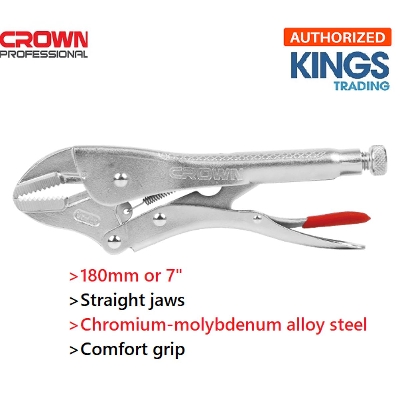 Picture of CROWN 7" Locking Grip Pliers, 160mm, Straight Jaws 180mm CPHPL-GSA07 - Kings Trading