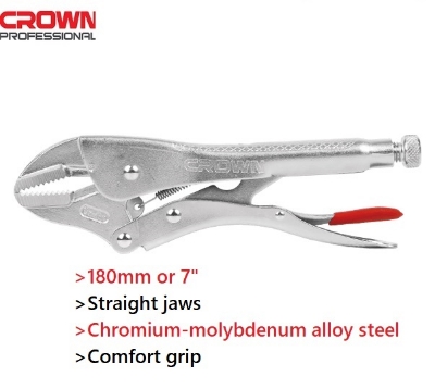 Picture of CROWN 7" Locking Grip Pliers, 160mm, Straight Jaws 180mm CPHPL-GSA07 - Kings Trading