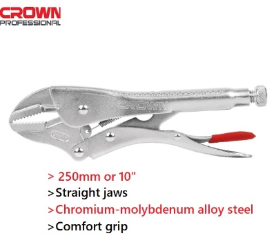 Picture of CROWN 10" Locking Grip Pliers, Straight Jaws 250mm CPHPL-GSA10  - Kings Trading