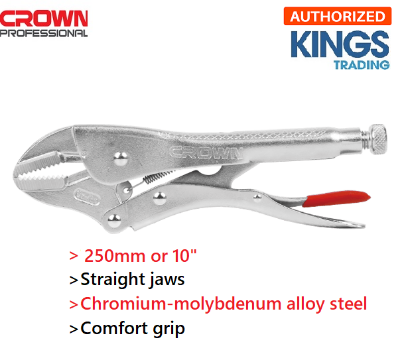 Picture of CROWN 10" Locking Grip Pliers, Straight Jaws 250mm CPHPL-GSA10  - Kings Trading