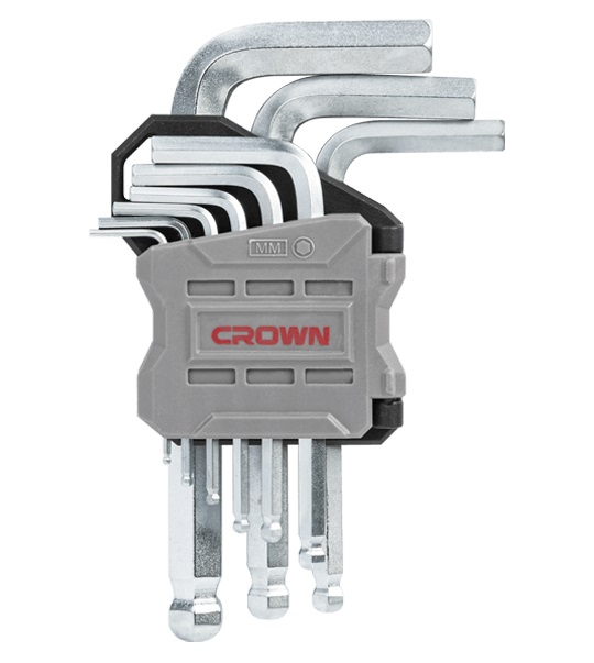 Picture of CROWN 9Pcs Short Ball Point End Hex Key Set ( 1,5 - 2 - 2,5 - 3 - 4 - 5 - 6 - 8 - 10mm ) CPHOK-BMAX09 - Kings Trading
