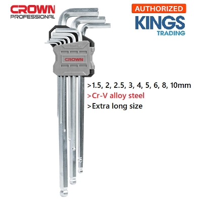 Picture of CROWN 9Pcs Extra Long Ball Point End Hex Key Set CPHOK-BMCX09 - Kings Trading