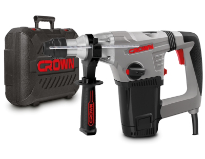 Picture of CROWN Rotary Hammer SDS-Plus 1050W, Drilling output: 32 mm, impact power: 4.8J, Impact rate: 2800 per min, with 3 Pcs Drill bits and 2 Pcs chisel, Model: CT18116 - Kings Trading