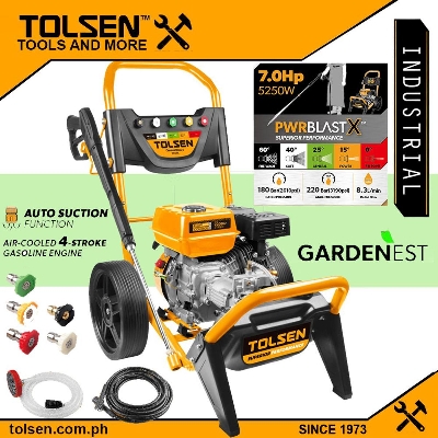 Picture of TOLSEN Petrol Gasoline High Pressure Washer 7HP (5250W), 220Bar (3190PSI), 208CC Air Cooled 4 Stroke PWRBLAST 79576 - Kings Trading