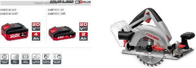 Picture of CROWN 20V Cordless circular saw 20V (4Ah, Lithium-ion), 165mm, 57 mm Max. cutting depth, silence brushless motor, with battery (2 Pcs) and charger Model: CT25002-165HX-4 - Kings Trading
