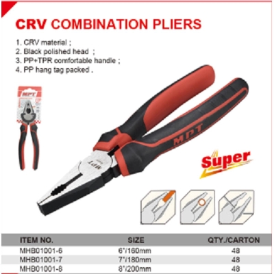 Picture of MPT 7" Combination Pliers 180mm Cr-V, black finish MHB01001-7 - Kings Trading