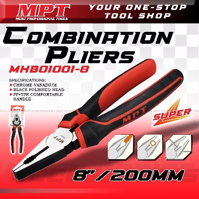 Picture of MPT 8" Combination Pliers 200mm Cr-V, black finish Model: MHB01001-8
