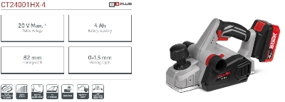 Picture of CROWN Cordless Planer, 20V 4Ah, planing width: 82 mm CT24001HX-4 - Kings Trading