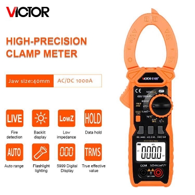 Picture of VICTOR 610B+ AC & DC 1000A 1000V Digital High Precision Clamp Meter 5999 counts VFC True RMS NCV Live Flashlight clamp multimeter