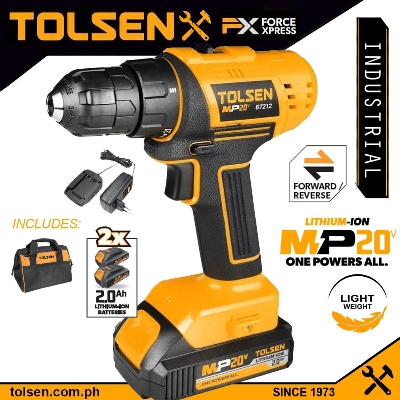 Picture of TOLSEN 20V LI-ION Cordless Drill/Screwdriver 10mm with 2 Battery 87212 - Kings Trading