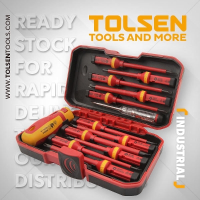 Picture of TOLSEN 13Pcs Interchangeable VDE 1000V Power Insulated Screwdriver Set  Model: 38016 - Kings Trading
