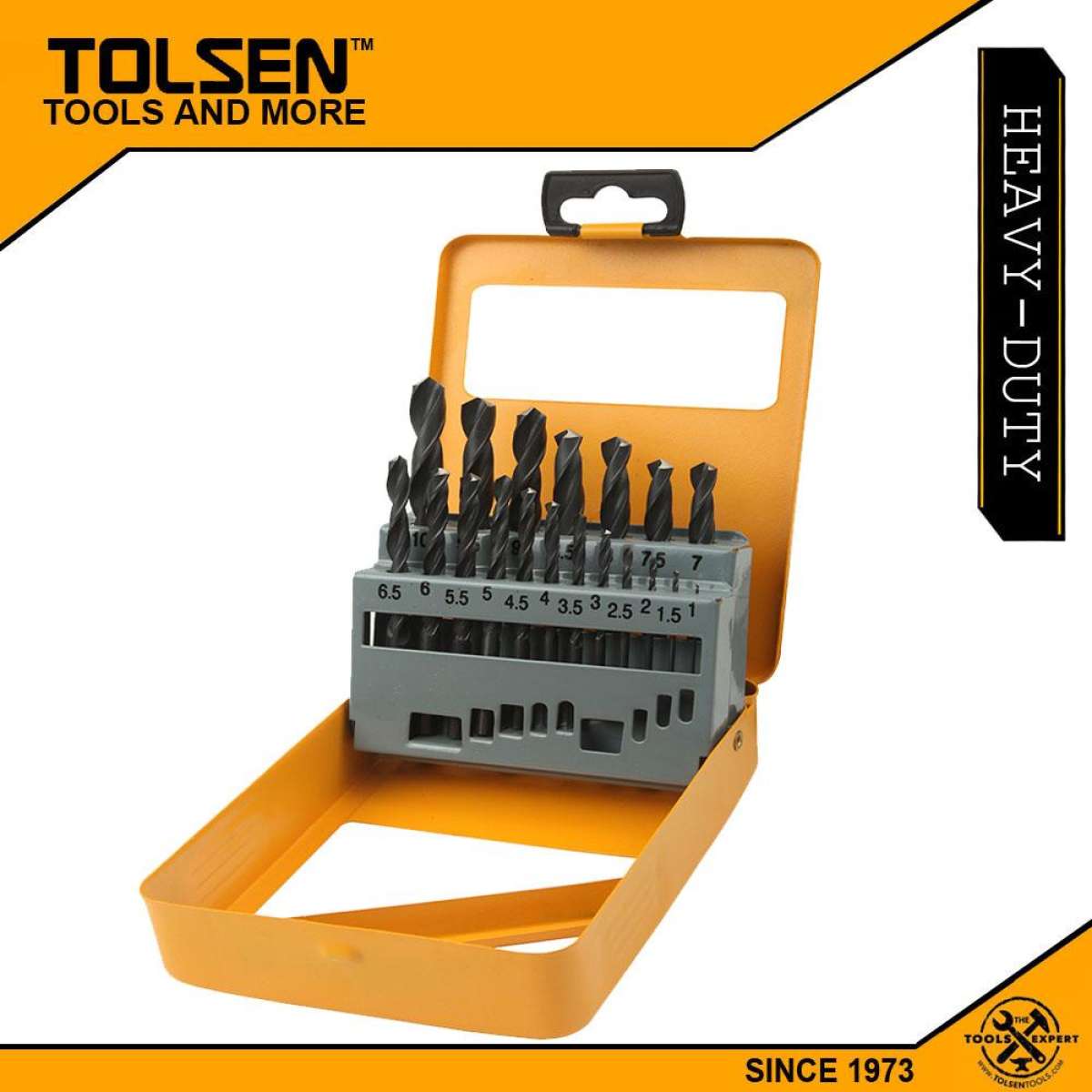 Picture of TOLSEN 19pcs HSS High Speed Twist Drill Bits Set (1-10MM) w/ Hard Case 75081