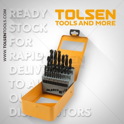 Picture of TOLSEN 25pcs HSS High Speed Twist Drill Bits Set (1.5-13mm) w/ Hard Case Model: 75082