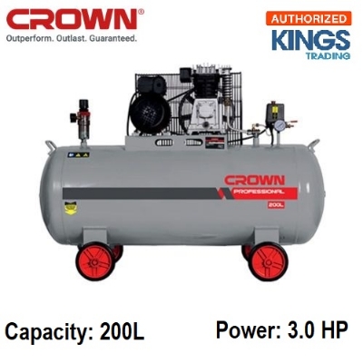 Picture of CROWN 200L Direct Air Compressors, Rate Power: 3.0HP, Rated speed: 2800 minˉ¹, Pressure: 8bar, Air tank capacity: 200L, Model: CT36032 - Kings Trading