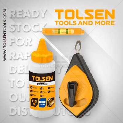Picture of TOLSEN Chalk Line Reel Marker w/ Powder Bottle Set (30 Meters) Blue Powder 42013