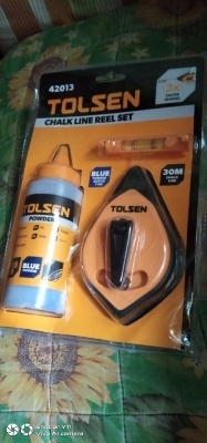 Picture of TOLSEN Chalk Line Reel Marker w/ Powder Bottle Set (30 Meters) Blue Powder 42013