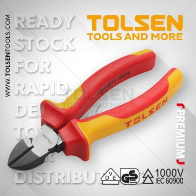 Picture of TOLSEN 6" VDE 1000V Insulated Diagonal Cutting Pliers 160mm VDE/GS certificated  Premium Series Model: V38126