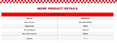 Picture of MPT 4000w, Max. Drill Capacity: 2600mm, 750rpm DIAMOND CORE DRILL / MDCD2603/ MDCD2605