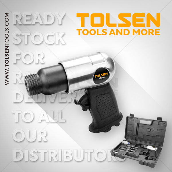 Picture of Tolsen 9pcs Air Hammer Set ( Hex ) Kit w/ Case (4500bpm) 73384 AirXT Series For Air Compressor