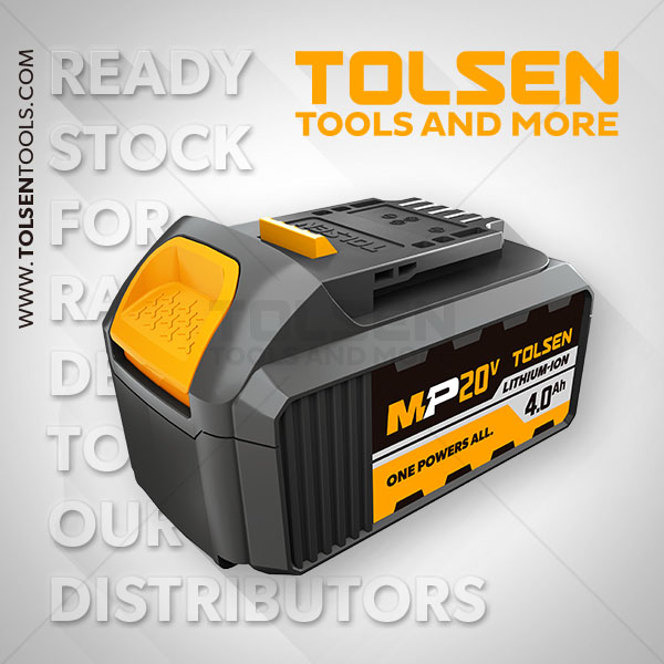 Picture of Tolsen 20V 4.0Ah Li-ion Battery Pack compatible with all TOLSEN MP20V cordless tools. One Powers All, Model: 87474