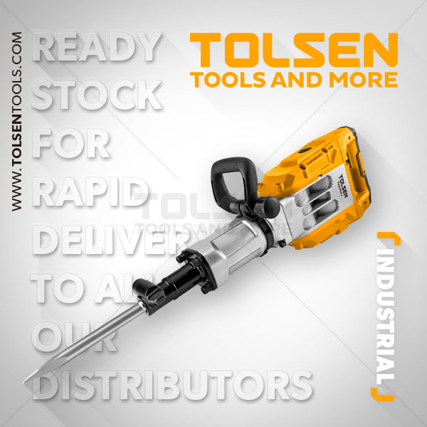Picture of Tolsen 1700W Demolition Hammer w/ 6pcs Accessories Impact rate: 1650bmp, Impact force: 60J, HEX chuck system Heavy Duty Industrial Grade Model: 88553