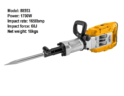Picture of Tolsen 1700W Demolition Hammer w/ 6pcs Accessories Impact rate: 1650bmp, Impact force: 60J, HEX chuck system Heavy Duty Industrial Grade Model: 88553