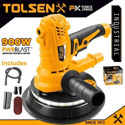 Picture of Tolsen Electric Drywall Sander 900W 180mm, Drywall Sander with Vacuum and LED Light 5 Variable Speed w/ 10pcs Accessories, CE Approved Industrial Series Model: 79584