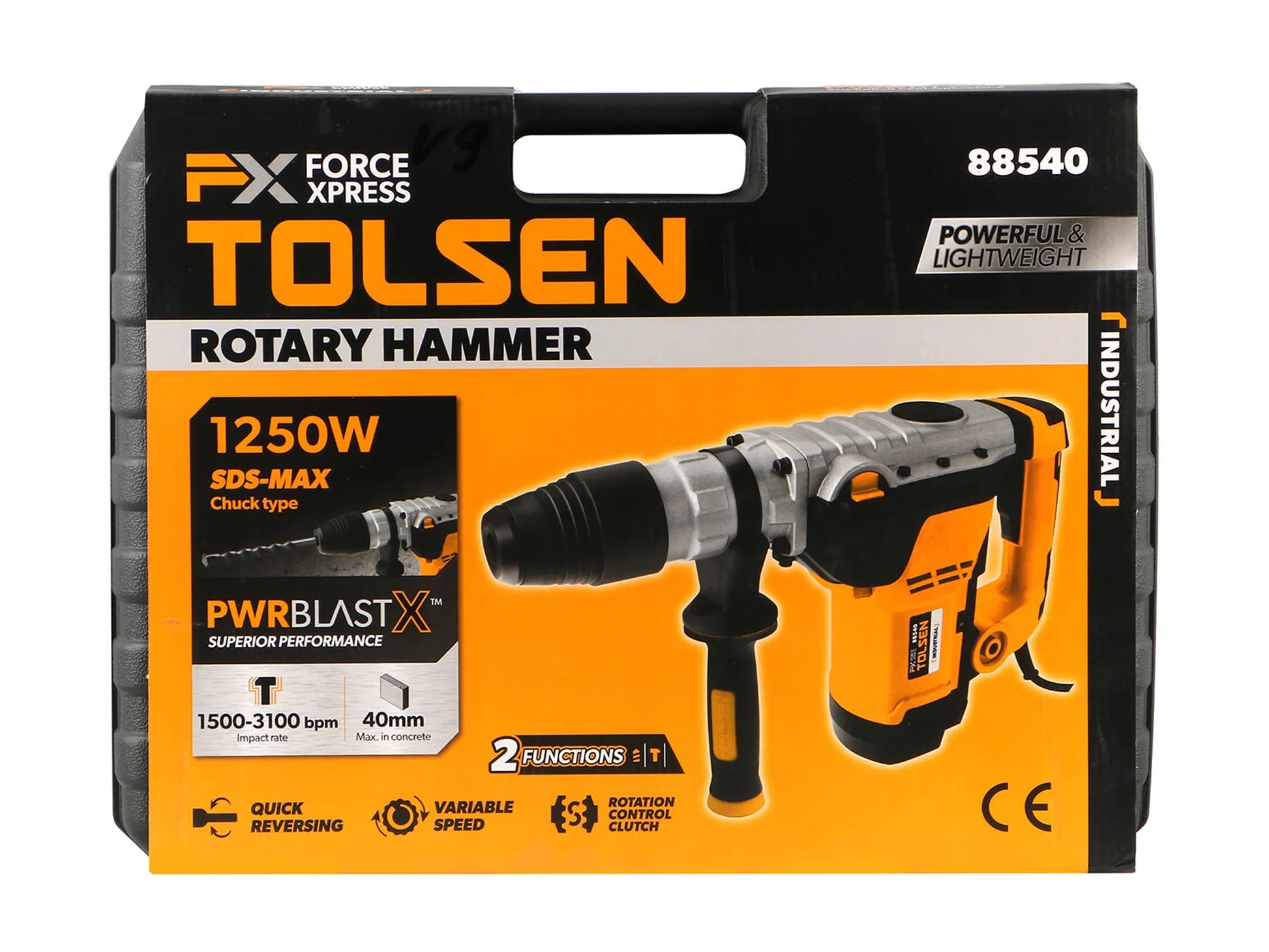 Picture of Tolsen 1250w Rotary Hammer, SDS MAX chuck 40mm Model: 88540