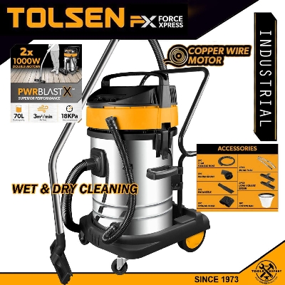 Picture of TOLSEN 70L Vacuum Cleaner 70L Duel Motor Wet and Dry Industrial Series Model: 79609