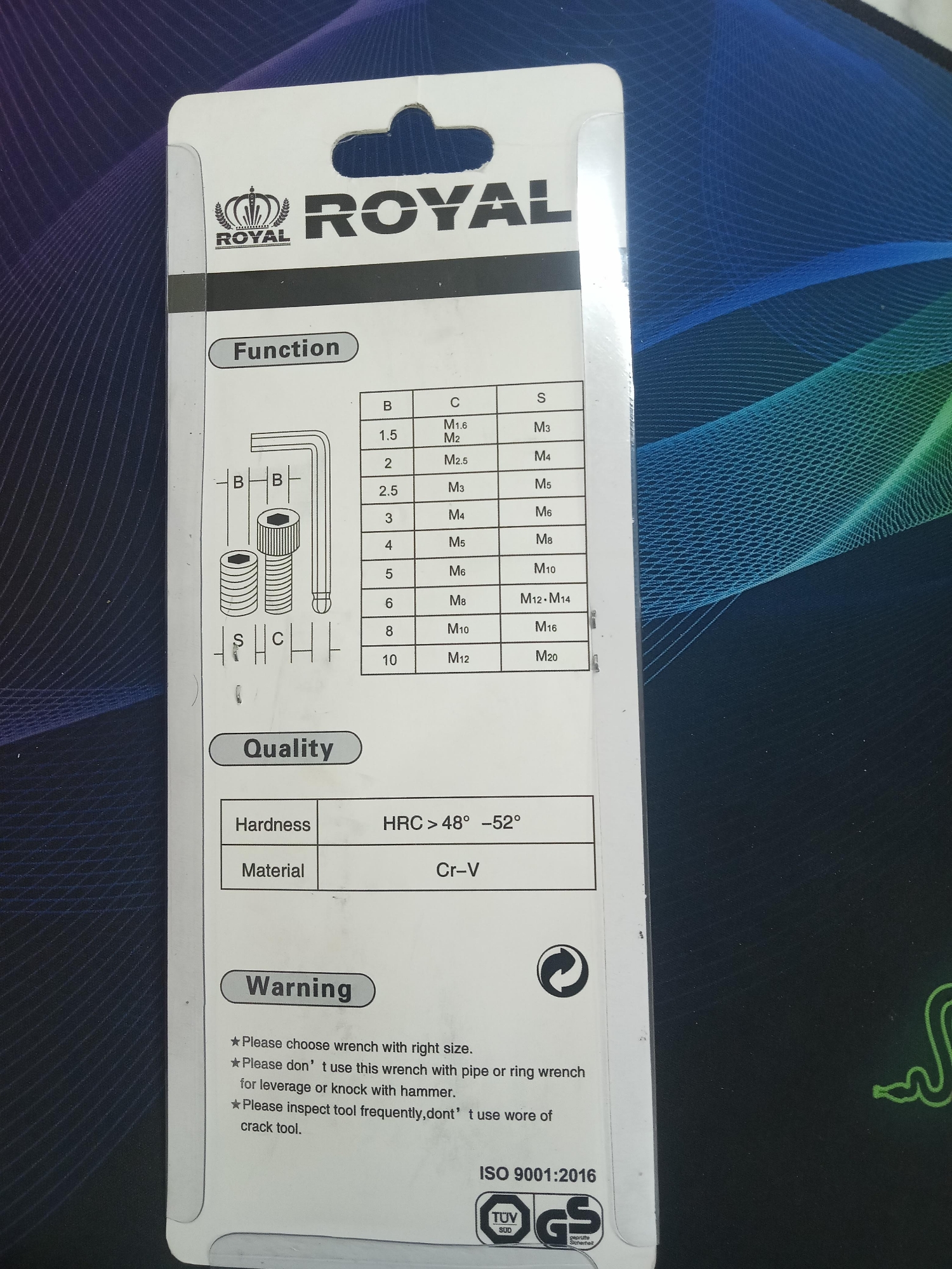 Picture of ROYAL 9pcs Ball Point Hex key Set Model RLK-BALL