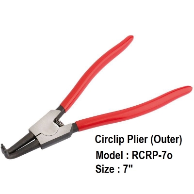 Picture of ROYAL 7" External Circlip Pliers, Bent (180mm, 7 inch) Dipped Handle Model: RCRP-7o