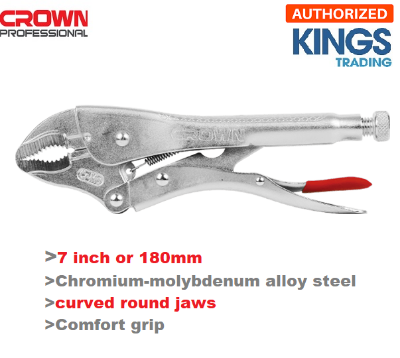 Picture of CROWN 7" Locking grip pliers, curved round jaws 180mm CPHPL-GRA07