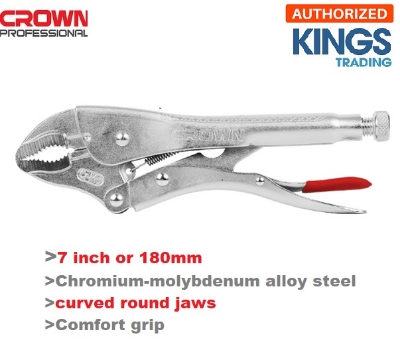 Picture of CROWN 7" Locking grip pliers, curved round jaws 180mm CPHPL-GRA07