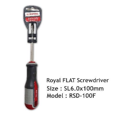 Picture of ROYAL SL6.0x100mm Slotted FLAT Screwdriver With Magnetic Tip Model RSD-100F