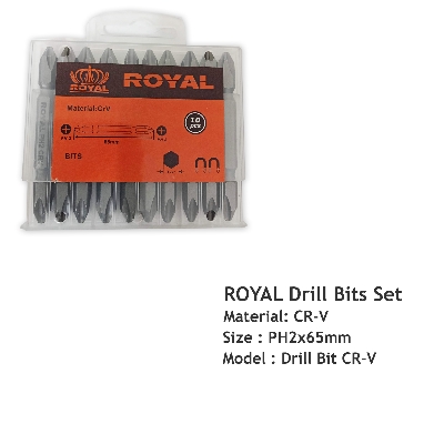 Picture of ROYAL Drill Bit PH2x65mm 10pcs Set Model: Drill Bit CR-V