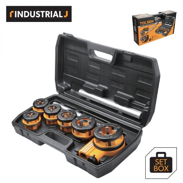 Picture of TOLSEN 9Pcs Metal Pipe Threader Set w/ 2 Extension Bars (1/4", 3/8", 1/2", 3/4", 1", 1-1/4") Industrial Series Model: 33011