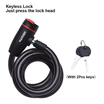 Picture of Harden Bicycle Lock ( φ12mmx1m ) Anti-Theft Stainless Steel Cable Coil For Motorcycle Cycle Security Lock with 2 Key Model: 622601