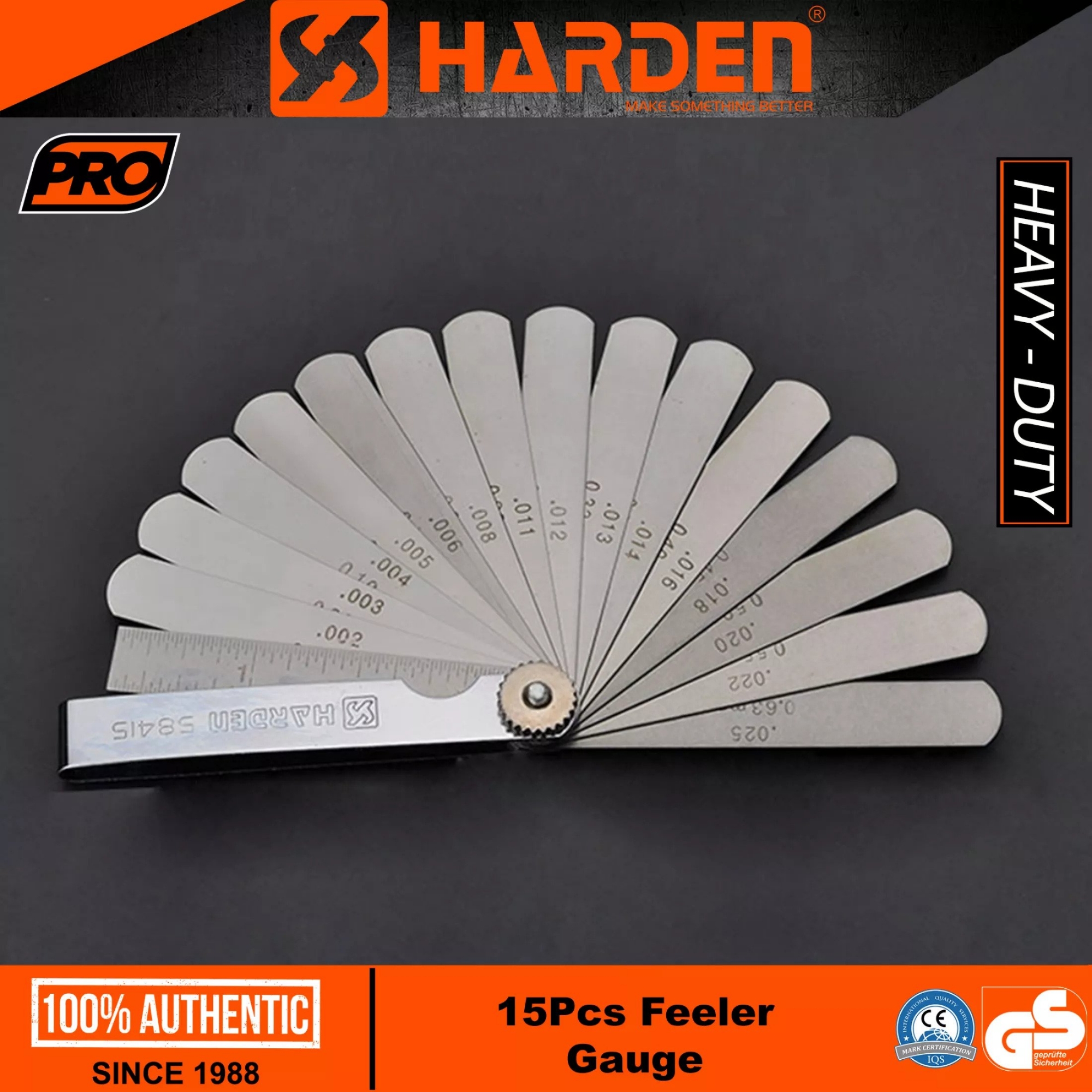 Picture of Harden Feeler Gauge 15Pcs 65Mn Professional Metal Feeler Gauge Set 580415