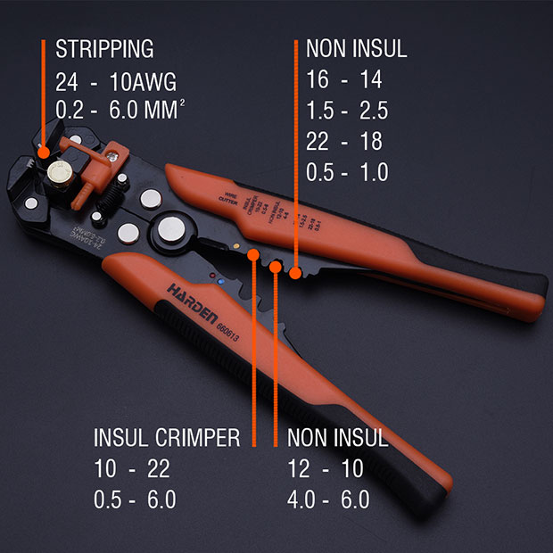Picture of Harden 6" Automatic Wire Stripper Automatic Cable Wire Stripper Crimping Plier Self Adjusting Crimper For Electrician Crimping 660613