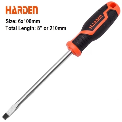 Picture of Harden 6*100mm Slotted Magnetic Screwdriver 8" (210mm) Flat Screwdriver with strong magnet (4.0" x 185mm Length x 6mm Dia) 550253