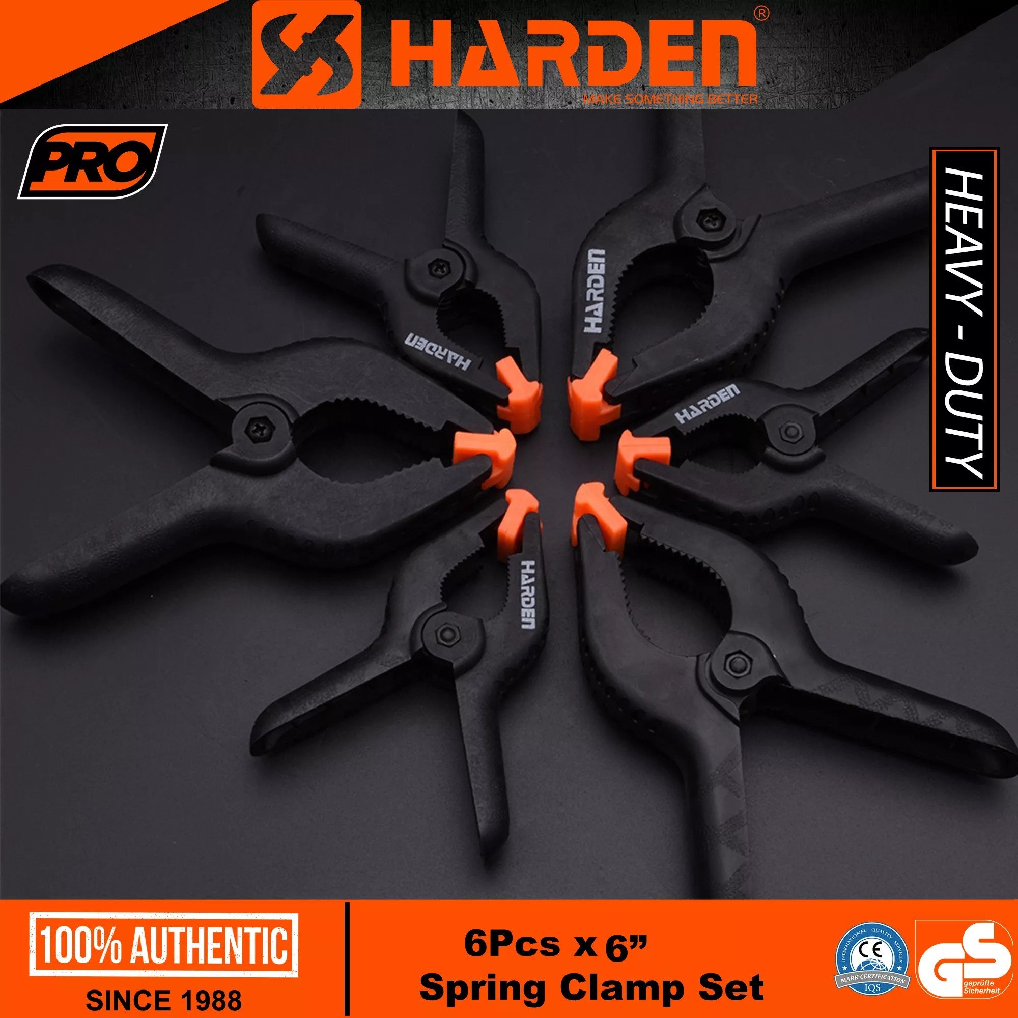 Picture of Harden 6" Spring Clamp 6Pcs Set, nylon-fiberglass body, adjustable clamp jaws & non-slip handle 600356.