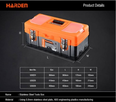 Picture of Harden 15" Professional Steel & ABS Tools Box ( 360x170x185mm) 520224