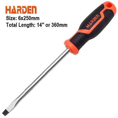 Picture of Harden 6*250mm Slotted Magnetic Screwdriver 14" (360mm) Flat Screwdriver with strong magnet (10.0" x 360mm Length x 6mm Dia) 550257