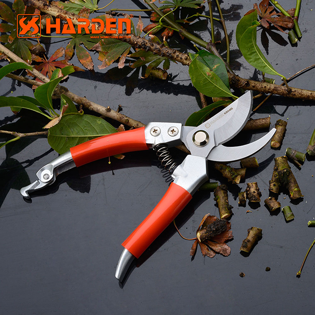 Picture of Harden 8" Garden Pruner With Zinc Alloy Handle Stainless Steel Professional Fruit Shears Trim Horticulture Stainless Steel Pruner Garden Scissor Tools Anvil Branch Shear Orchard Pruning Shears 630415
