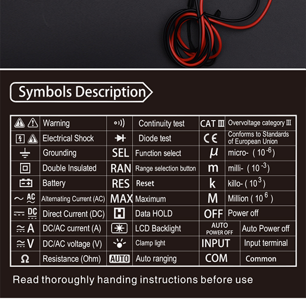 Picture of Harden 1000A Digital Clamp Multimeter (Max~1000A) AC DC LCD Display Power Tester Clamp Ampere Meter Digital Clamp Multimeter 661003