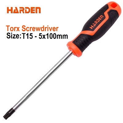 Picture of Harden T15 5x100mm Torx Screwdriver with Soft Handle and Strong Magnet CRV 550294