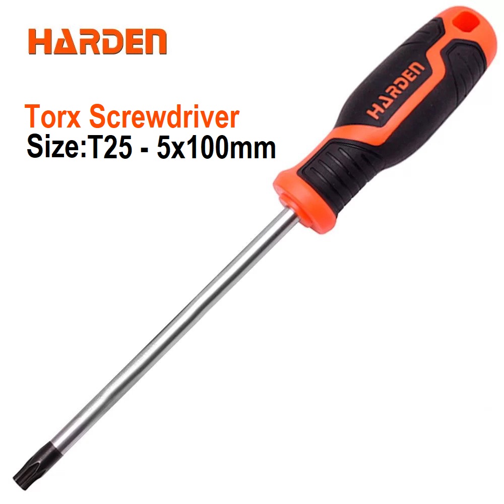 Picture of Harden T25 5x100mm Torx Screwdriver with Soft Handle and Strong Magnet CRV 550296
