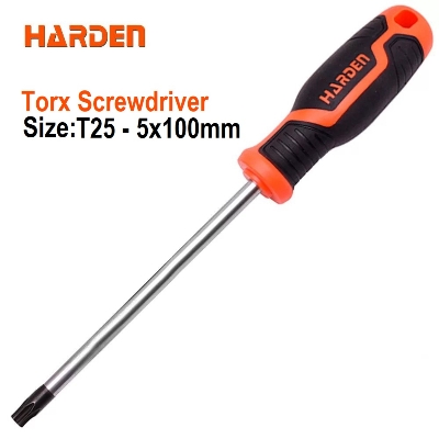 Picture of Harden T25 5x100mm Torx Screwdriver with Soft Handle and Strong Magnet CRV 550296